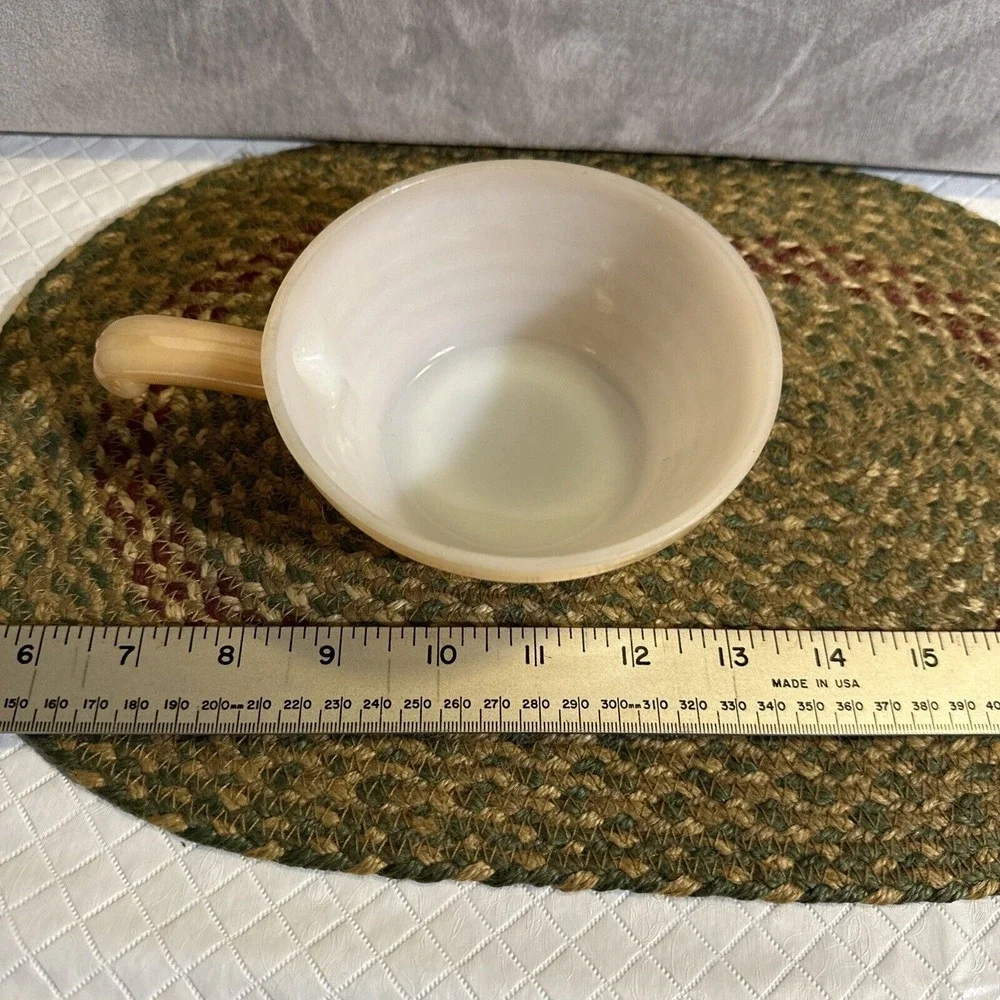 Vtg‎ Fire King Anchor Hocking Oven Ware Handled Peach Luster Beehive Soup Bowl